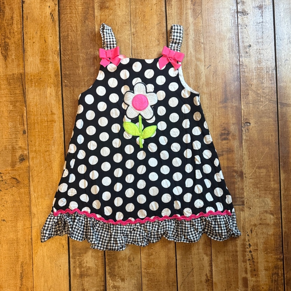 ellemenno dress 4T Black and White Polka Dot Dress cotton spring summer vintage